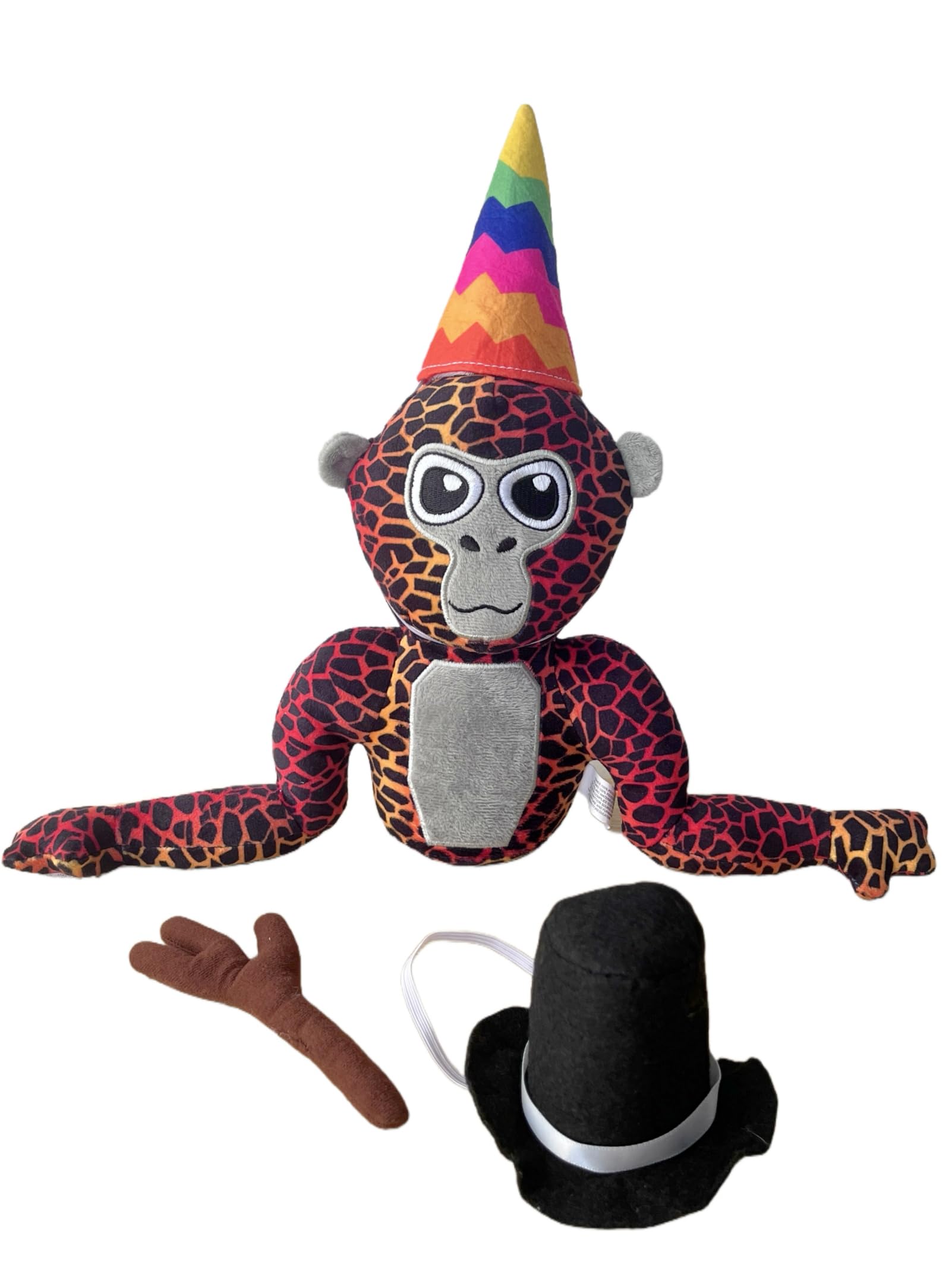 AlloFuu Gorilla Tag,Cute Monkey Teddy Plush Soft Stuffed Animal,Gorillas Plushies with 2 Hats,1 Branch Scepter (Striped) โ image 1