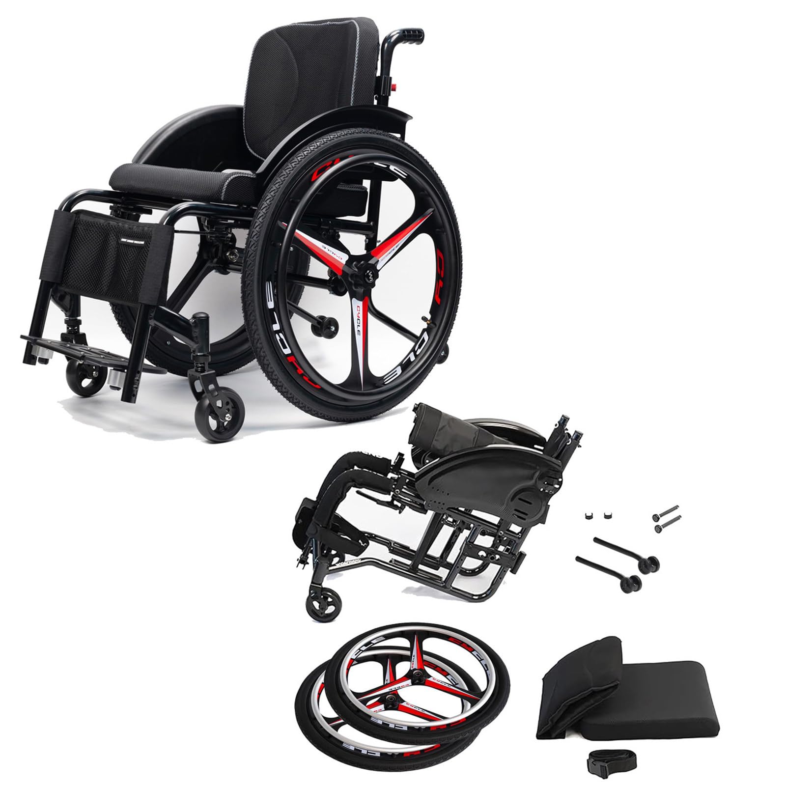 Terenowy Sportowy Wózek Inwalidzki – Ręczny, Aluminiowy Model Samojezdny SeatWidth:42Cm | Składany (Wygodny W Przechowywaniu I Transporcie), Ergonomiczny Wózek Transportowy; Odpowiedni Dorosłych I Seniorów.