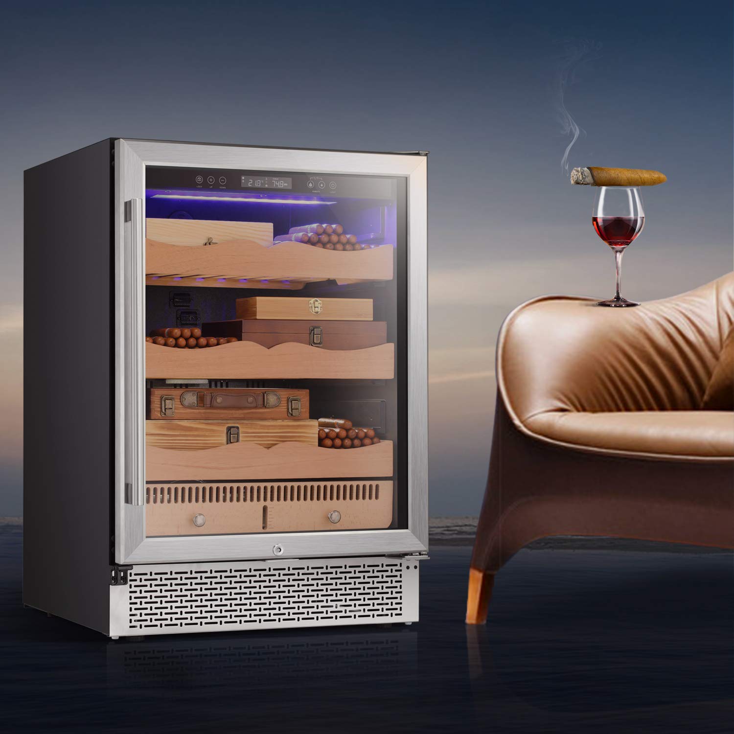 RMYHOME 24”Touch Control Stainless Cigar Free Standing