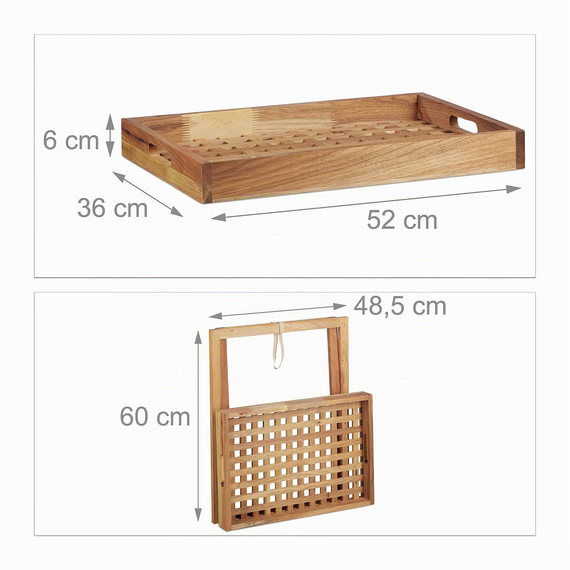 Relaxdays Table d’appoint avec plateau amovible en bois table pliante café pliable service HxlxP: 54 x 52 x 36 cm, Noyer