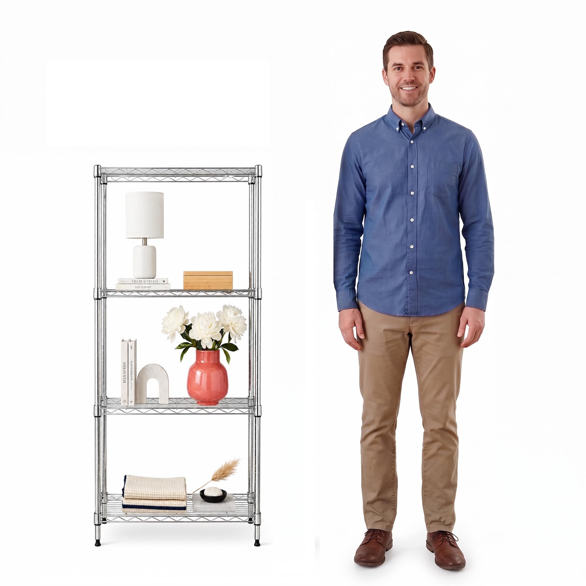 3-Tier Metal Wire Shelf, 250 lb/Shelf, Chrome, 13.5x23.3x30.1 in — Amazon image 10