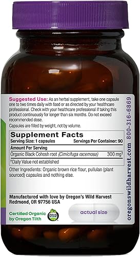 Miniatura 2 de Oregon's Wild Harvest Suplemento de hierbas orgánicas de Cohosh negro, 90 unidades
