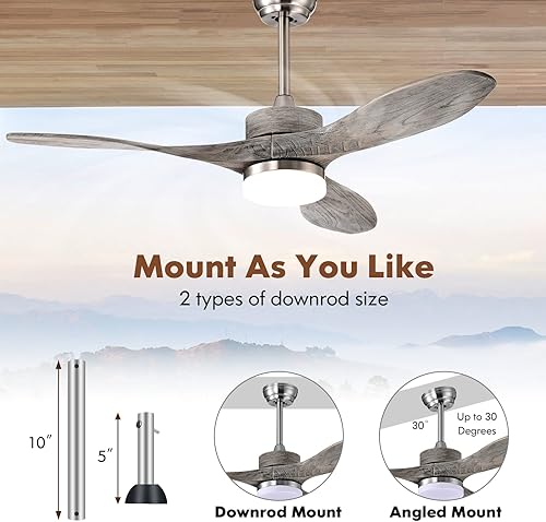 Miniatura 7 de COSTWAY Ventilador de techo de 48 pulgadas con luz y control remoto, ventilador de techo de montaje empotrado de 3 aspas con motor de CC, 6