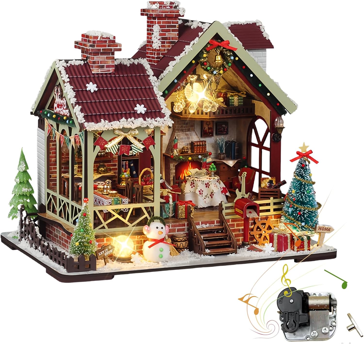Christmas Themed DIY Miniature House Kit – Candy House & Fireplace Cottage | Handmade Creative Indoor Decor 3D Puzzle for Adults (Cozy Winter Retreat)