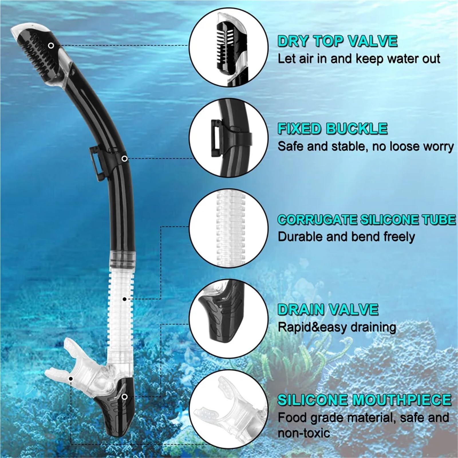 Kit de de Buceo Máscaras de Buceo, Equipo de Snorkel, Falda de Silicona para Adultos, Gafas antivaho, Equipo para Piscina Buceo(Blue Set)