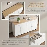 Poeahu Credenza Soggiorno bianca e legno 160 cm, Credenza Cucina con 4 ante e 3 cassetti Armadio di Archiviazione Madia Soggiorno Moderna Mobili Cucina per Soggiorno Sala da Pranzo - 4
