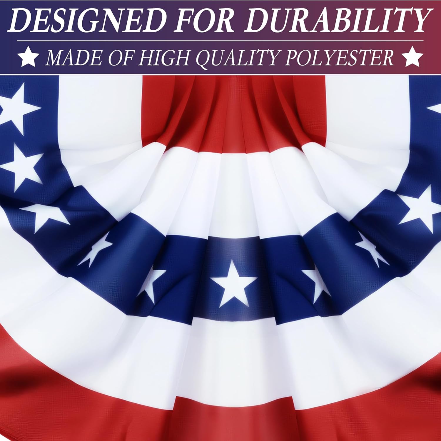 4 Pack 1.5 X 3 FT American Bunting Flag 4th of July Decorations, USA Pleated Fan Flag Memorial Day Decorations Patriotic Half Fan Banner 100% Polyester Fourth July Independence Day Outdoor Indoor Decor