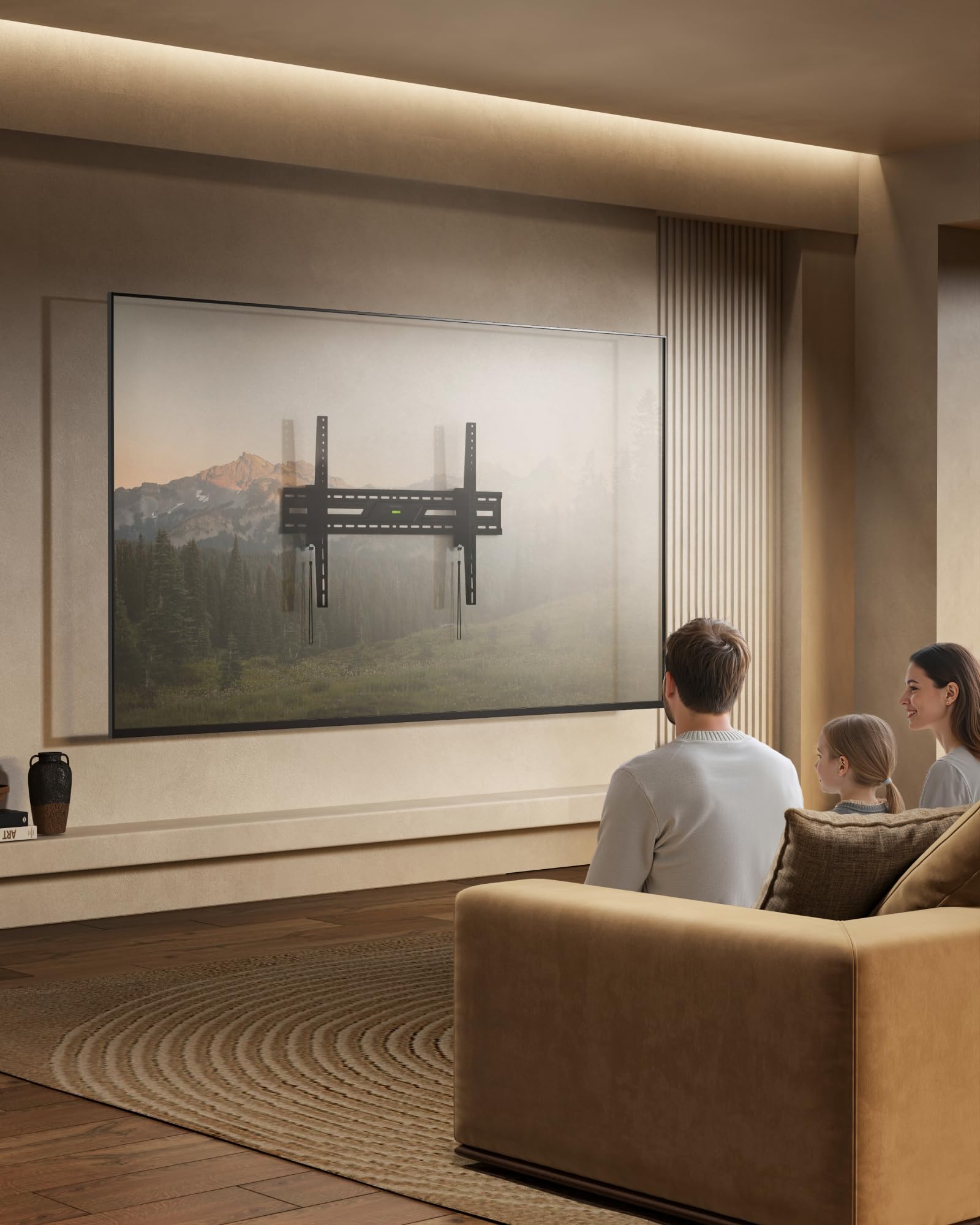monTEK Ultradünn TV Wandhalterung für 50–100 Zoll LCD/LED/Plasma | Neigbar, Bis zu 100kg Tragkraft, Verstellbare Zugschnüre, Max. VESA 900x600