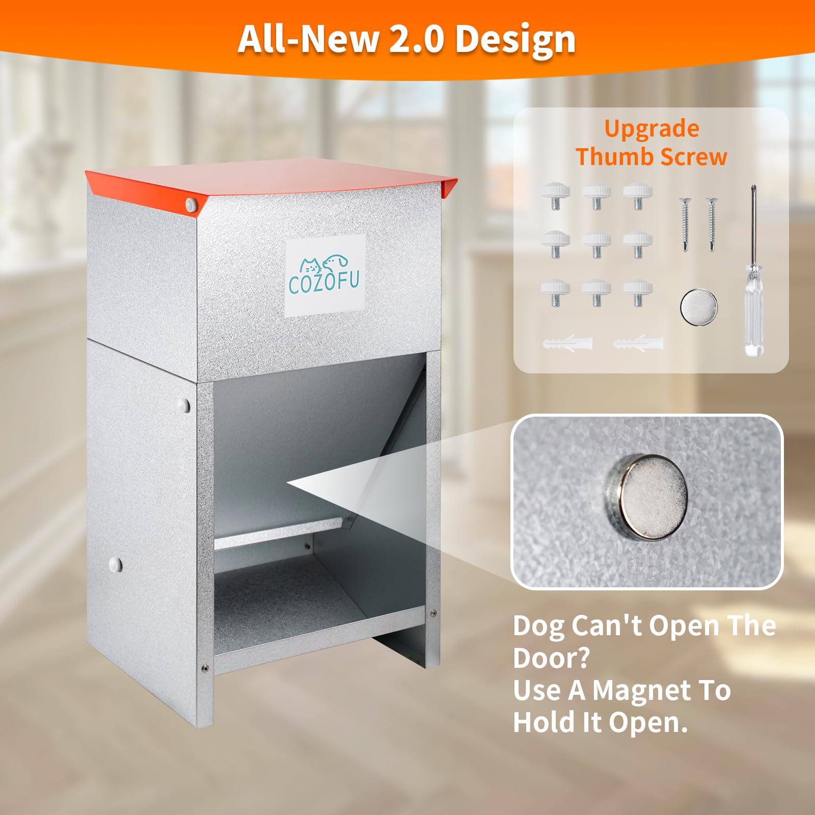 Outdoor Dog Feeder Large Breed Dog Food Dispenser Gravity Feeder