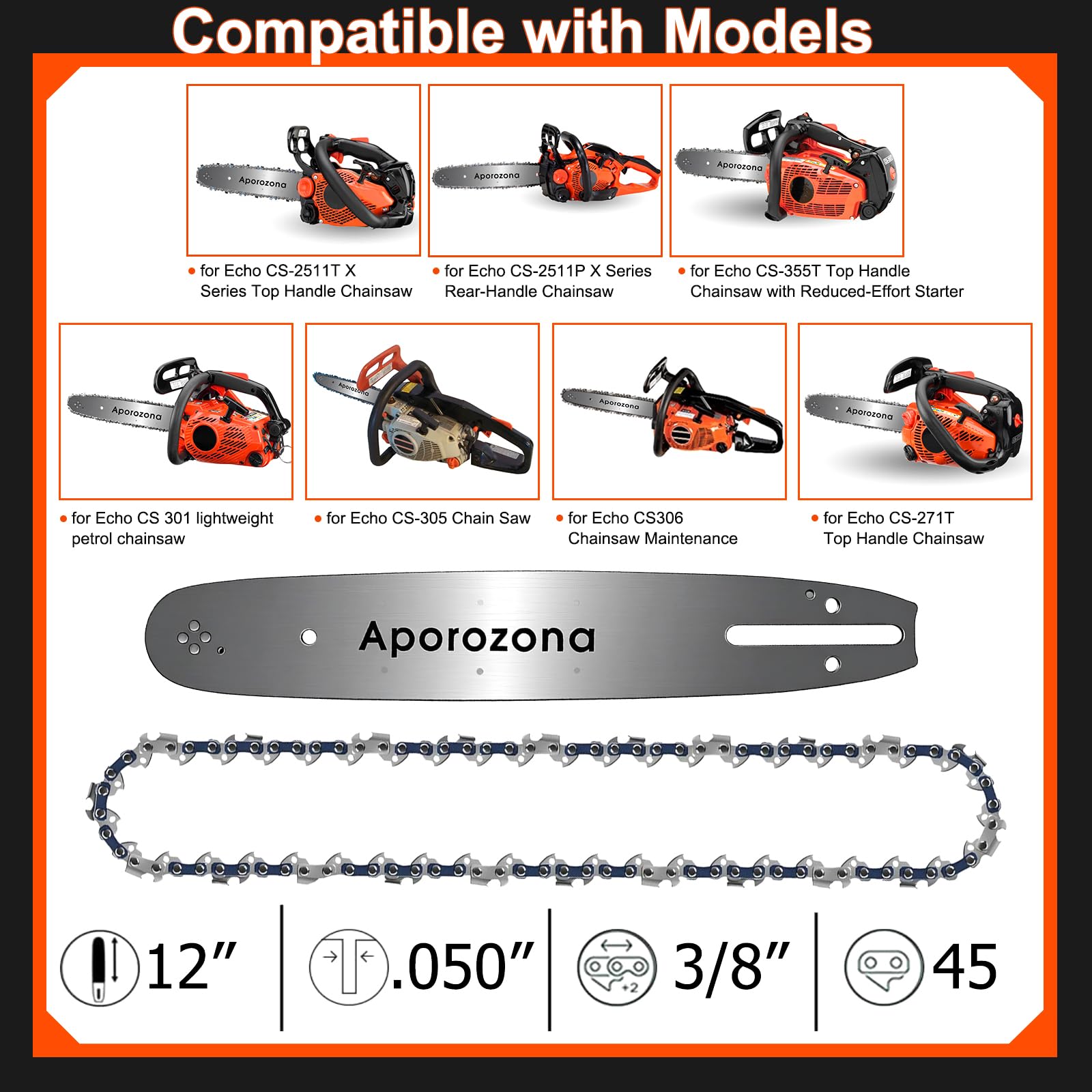 Amazon.com: Aporozona 12 Inch Replacement Chainsaw Guide Bar for