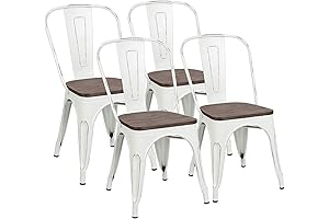 Farmhouse Style Modern Dining Table Chairs, Set of 4 Stackable Metal Chairs...