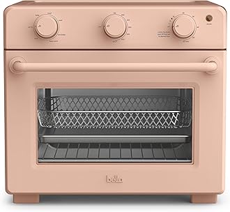bella Air Fry Toaster Oven, 7 Preset Cooking Options, Dishwasher-Safe EverGood Coated Trays Included, 60-Minute Auto Shutoff w Audible Timer, Power Indicator Light, 1700 Watt, Blossom