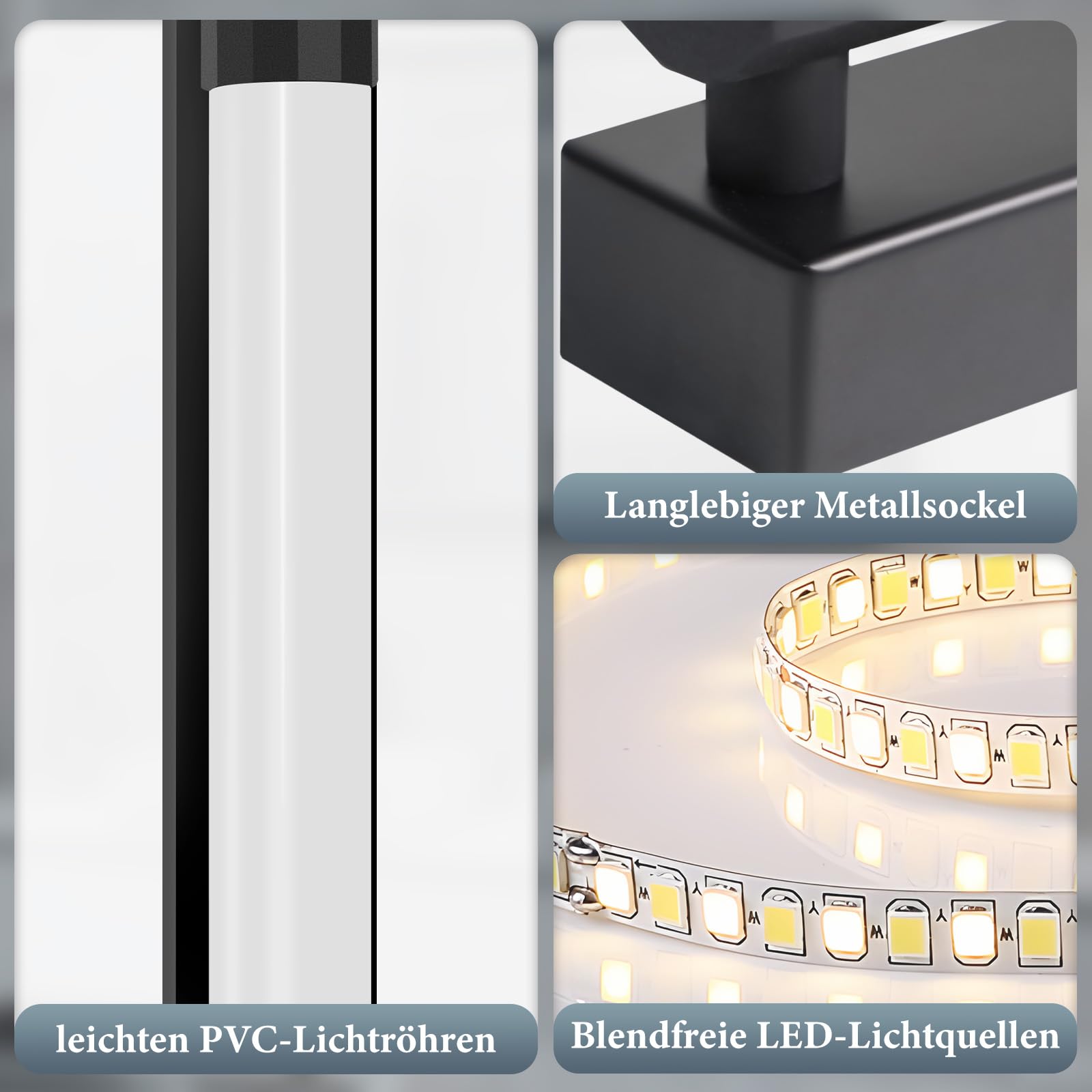 Homefire Lampada a LED per specchio da bagno 50cm 10W Lampada per | specchio da bagno Nero 4000K Impermeabile IP44 Lampe da parete moderna Applique per corridoio Soggiorno Armadio