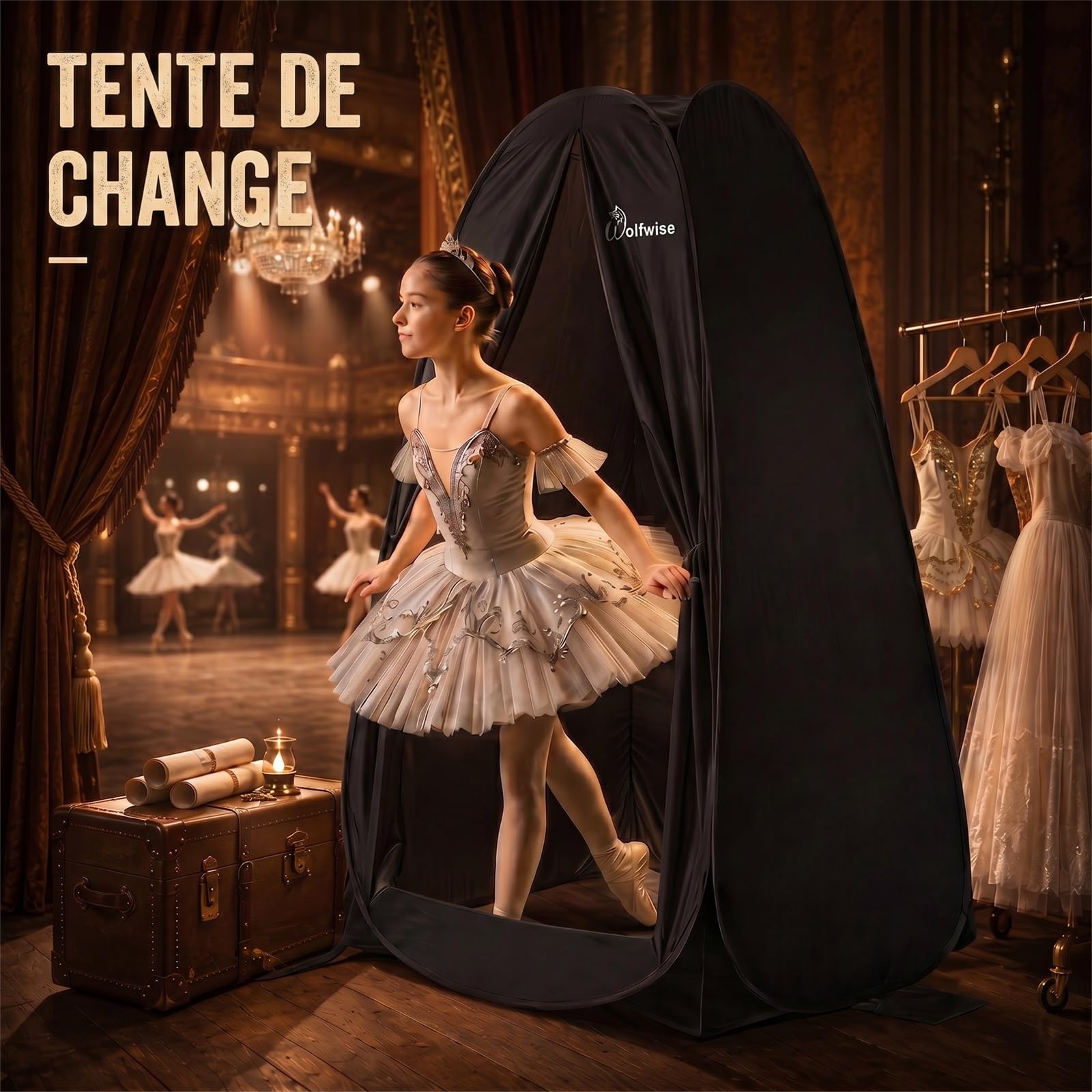WolfWise Tente de Douche Pop Up Toilette Cabinet de Changement Camping Abri de Plein Air Vestiaire Extérieure Intérieure Portable, Largeur 39" (98 cm), Hauteur 69" (175 cm), Noir