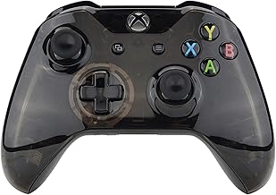 eXtremeRate Transparent Crystal Clear Black Faceplate Cover for Xbox One Wireless Controller (Model 1708), Custom Case Front Housing Shell for Xbox One S X Controller - Controller NOT Included