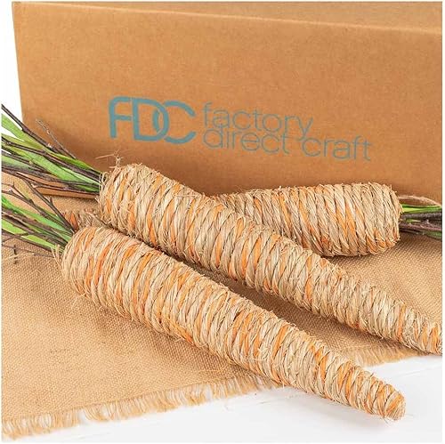 Factory Direct Craft Grupo de 3 zanahorias artificiales colgantes envueltas en yute para decoración de primavera y exhibiciones de Pascua, 19