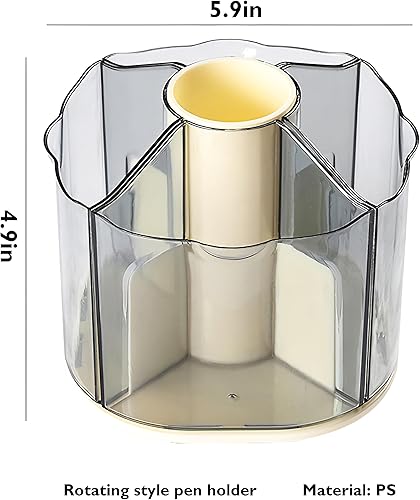 Miniatura 7 de Organizador de lápices giratorio de 360 grados para escritorio, organizador de escritorio giratorio con 5 compartimentos extraíbles para oficina,