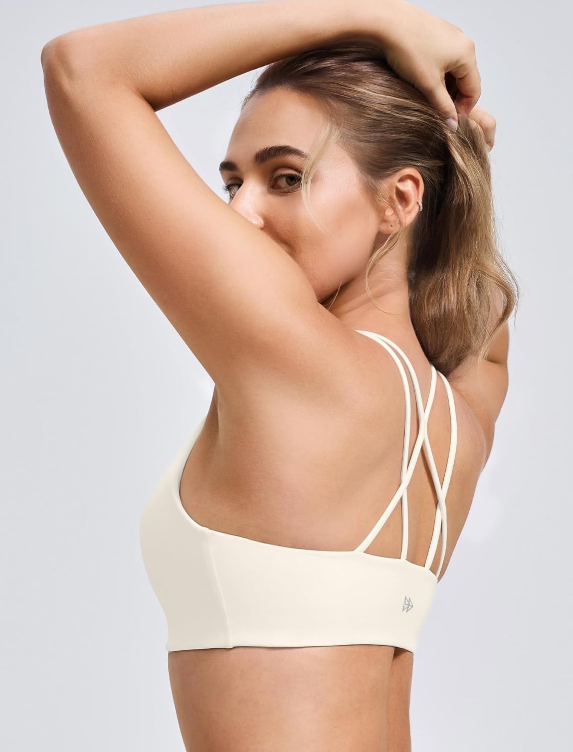 Yvette Criss Cross Back Removable Cups Padded Strappy U NeckYoga Sports Bras Light Support Wireless Bra Cropped Tank Top