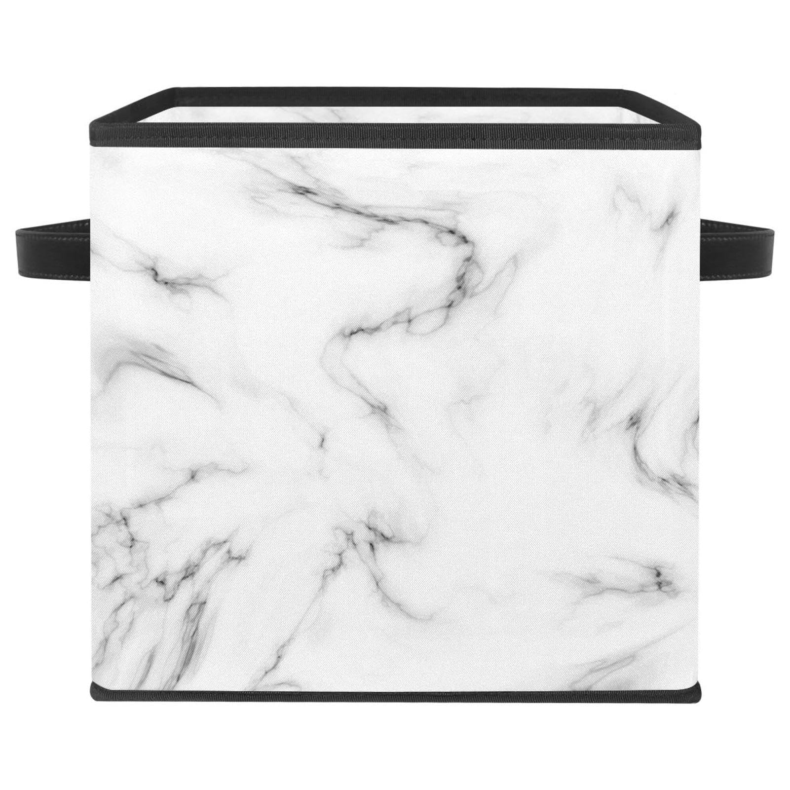 Boîte de rangement pliable en tissu blanc marbre pour harmoniser votre chambre