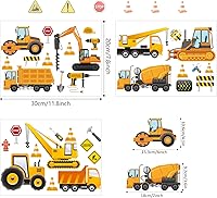 Vista 2 de Calcomanías de pared de construcción que brillan en la oscuridad, calcomanías de pared de construcción luminosas, calcomanías autoadhesivas que