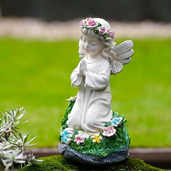 Pohabery Angel Garden Decor Statue Solar Angel Decorations for Yard Outdoor Decorations for Patio Gift for Mom