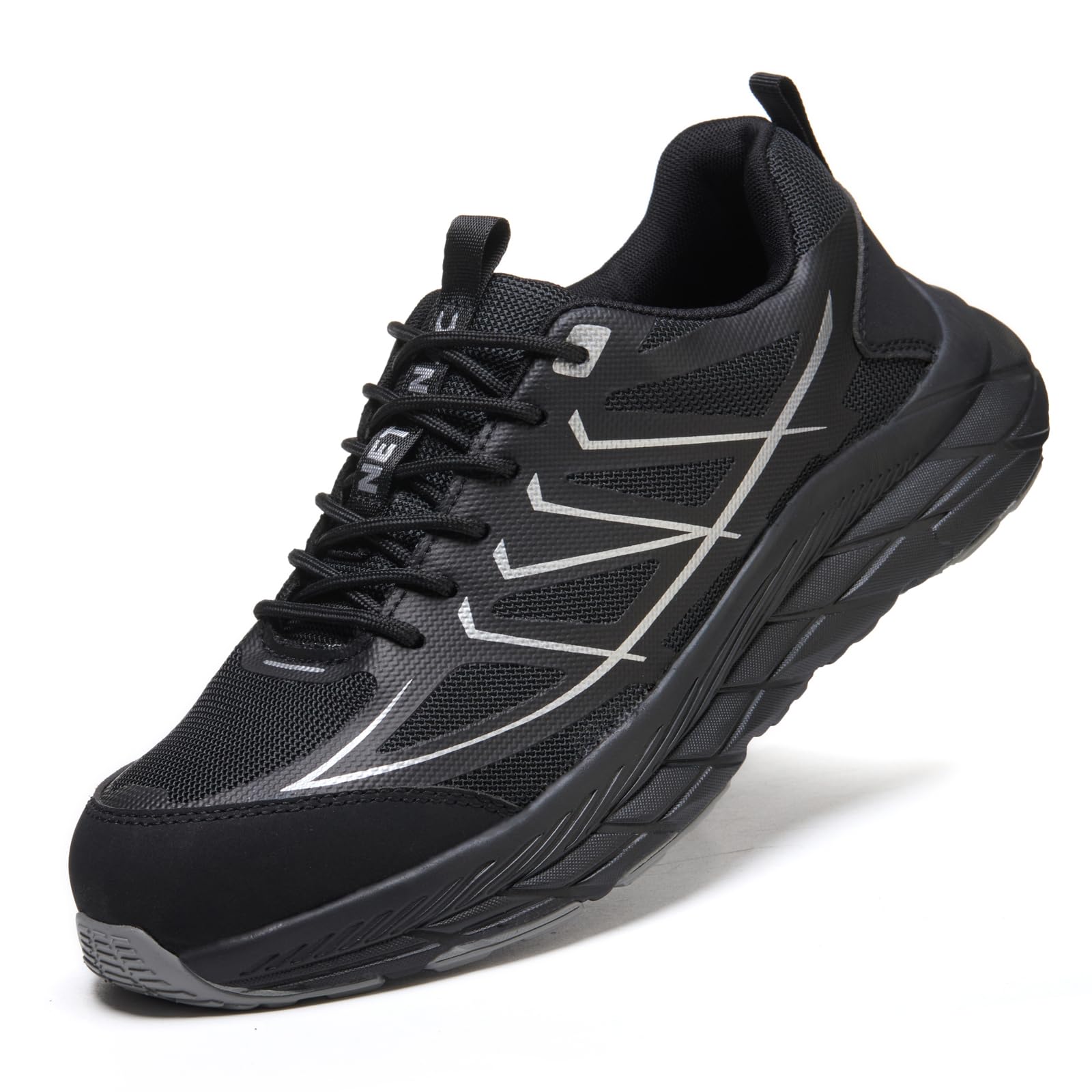 Netanac Men's Lightweight Steel Toe Shoes, Industrial Safety Work Sneaker | Elastic EVA Sole with Anti-Slip Patch, Breathable Tennis Upper for Support and All-Day Comfort, Puncture-Resistant Midsole