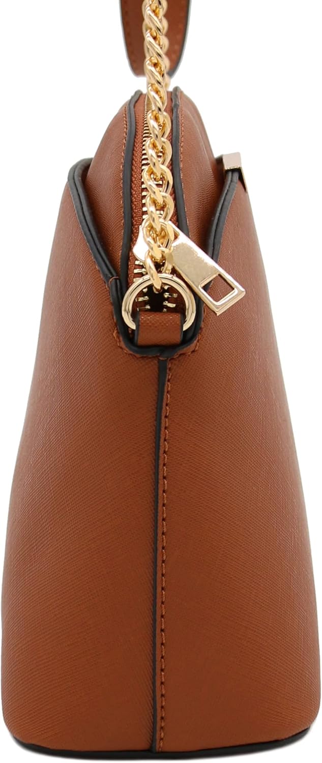 FashionPuzzle Saffiano Small Dome Crossbody bag with Chain Strap - Image 4