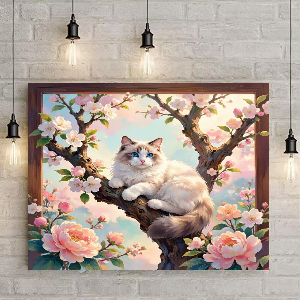 Diamond Painting Adulte Chat Painting Diamant 80x50cm 8-58360 | Peinture Diamant, DIY Activité Manuelle Adulte Kit Broderie, 5D Rond Broderie Artisanat Complet Kits pour Murale Décoration