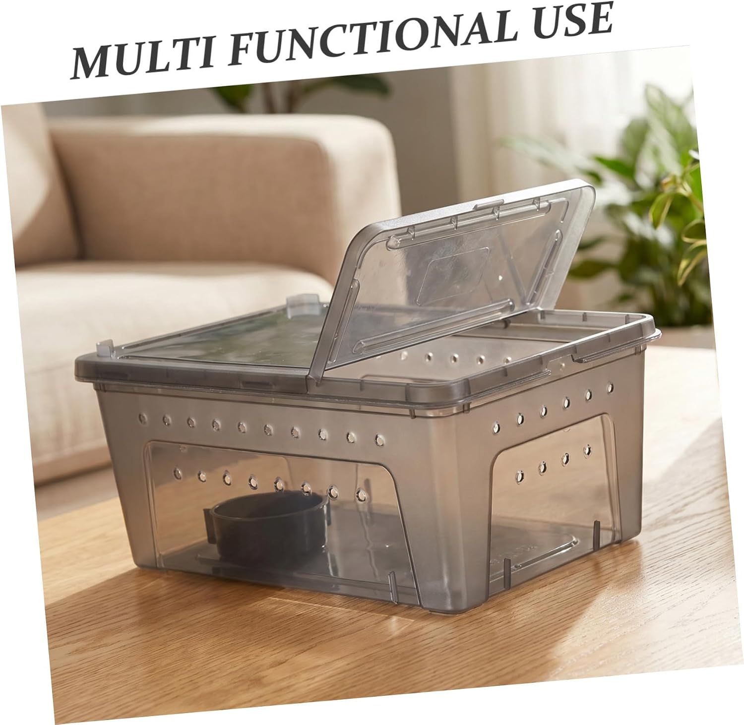 SOIMISS Plastic Reptile Feeding Box Snake Breeding Box with Safe Construction and Design and Turtle Enclosure for Reptiles and Amphibians