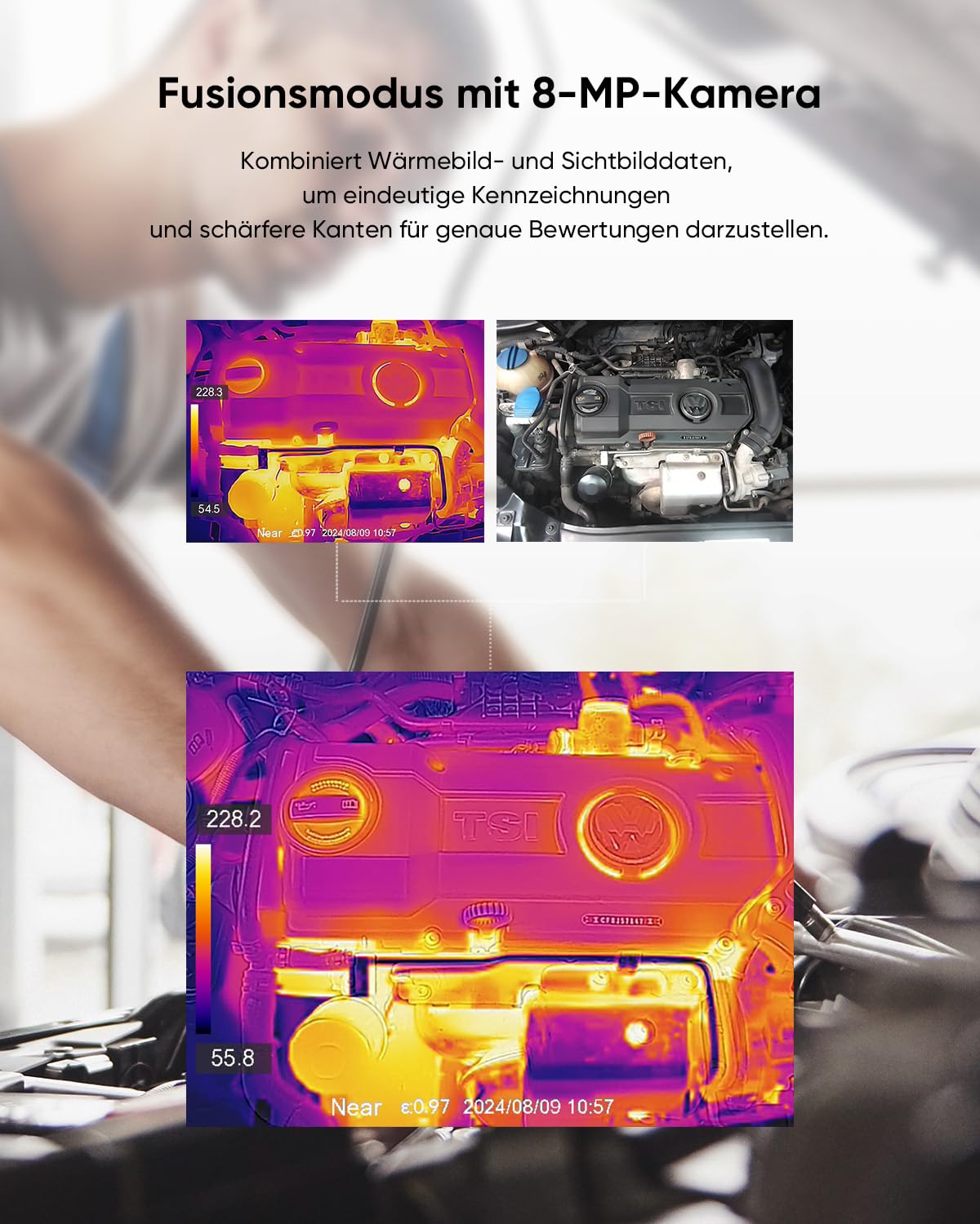 HIKMICRO Pocket2 256 x 192 IR Auflösung Wärmebildkamera mit 8MP Sichtkamera, 25 Hz, Wi-Fi, 3.5" Touchscreen Thermokamera mit Software, IP54, -4°F~752°F