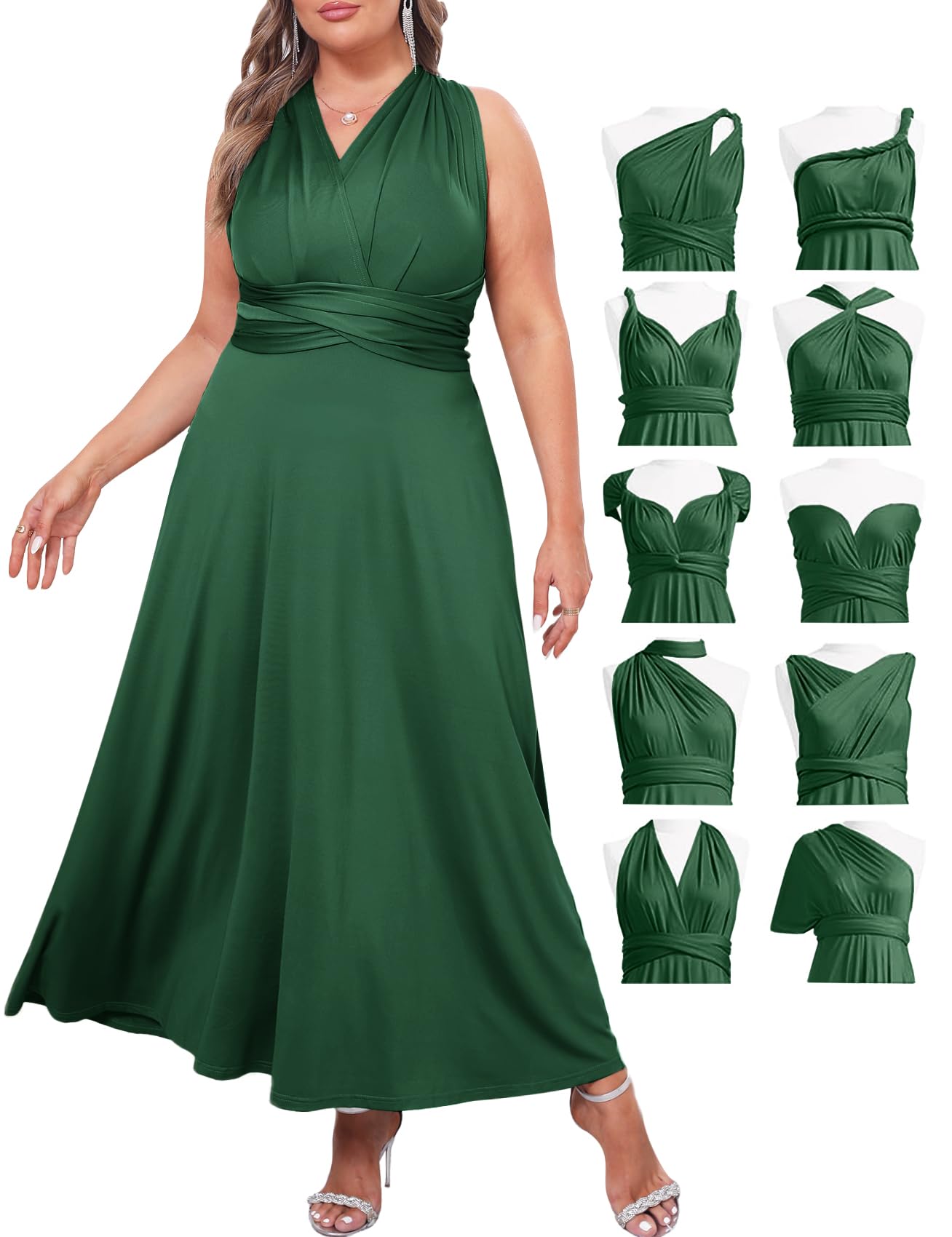 ZOMVA Plus Size Infinity Bridesmaid Dress with Bandeau Convertible Long Maxi Formal Evening Gown Prom for Wedding