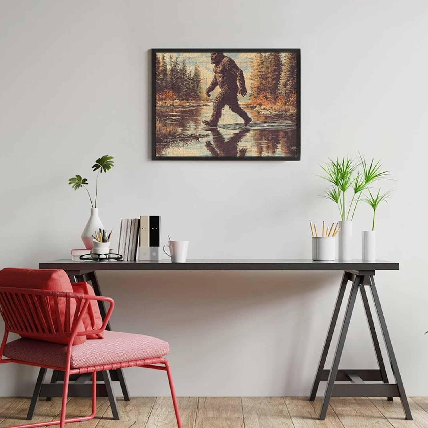 Bigfoot Sasquatch Walking Wood Puzzle Challenging Jigsaw Puzzles for Women Men