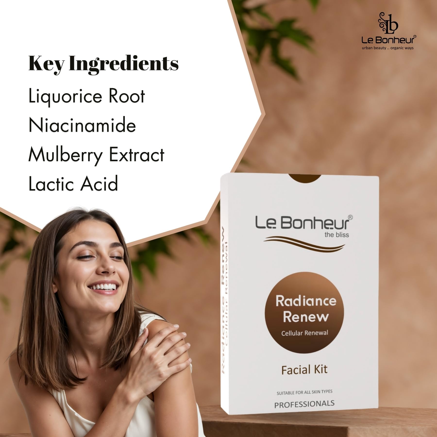 Le Bonheur Radiance Renew Professional Facial Kit | Wedding Edition | Glowing & Hydrating Skin | All Skin Types (Monodose - One Face Application Pack) | Men & Women