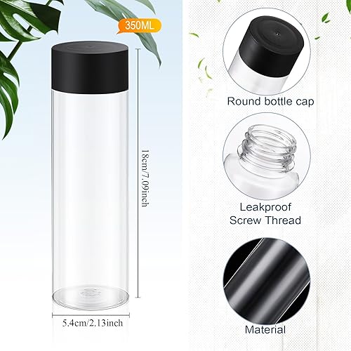 Miniatura 2 de Tanlade 24 botellas de plástico transparente, botellas sensoriales vacías con tapas para jugo de plástico PET, reutilizable, a prueba de fugas,