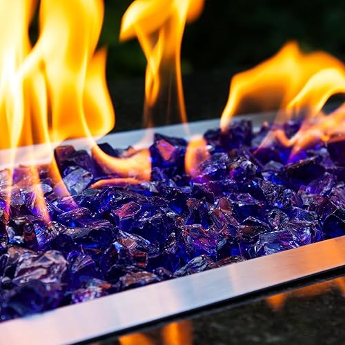Miniatura 5 de Rocas de vidrio para hoguera de propano, chimenea de gas reflectante de 12 pulgada, roca de vidrio, rocas de vidrio templado para exteriores,