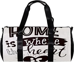Sports Bag for Men and Women Gym Fitness and Travel Overnight Package Barrel Duffel Bag Home Is Where The Heart Is