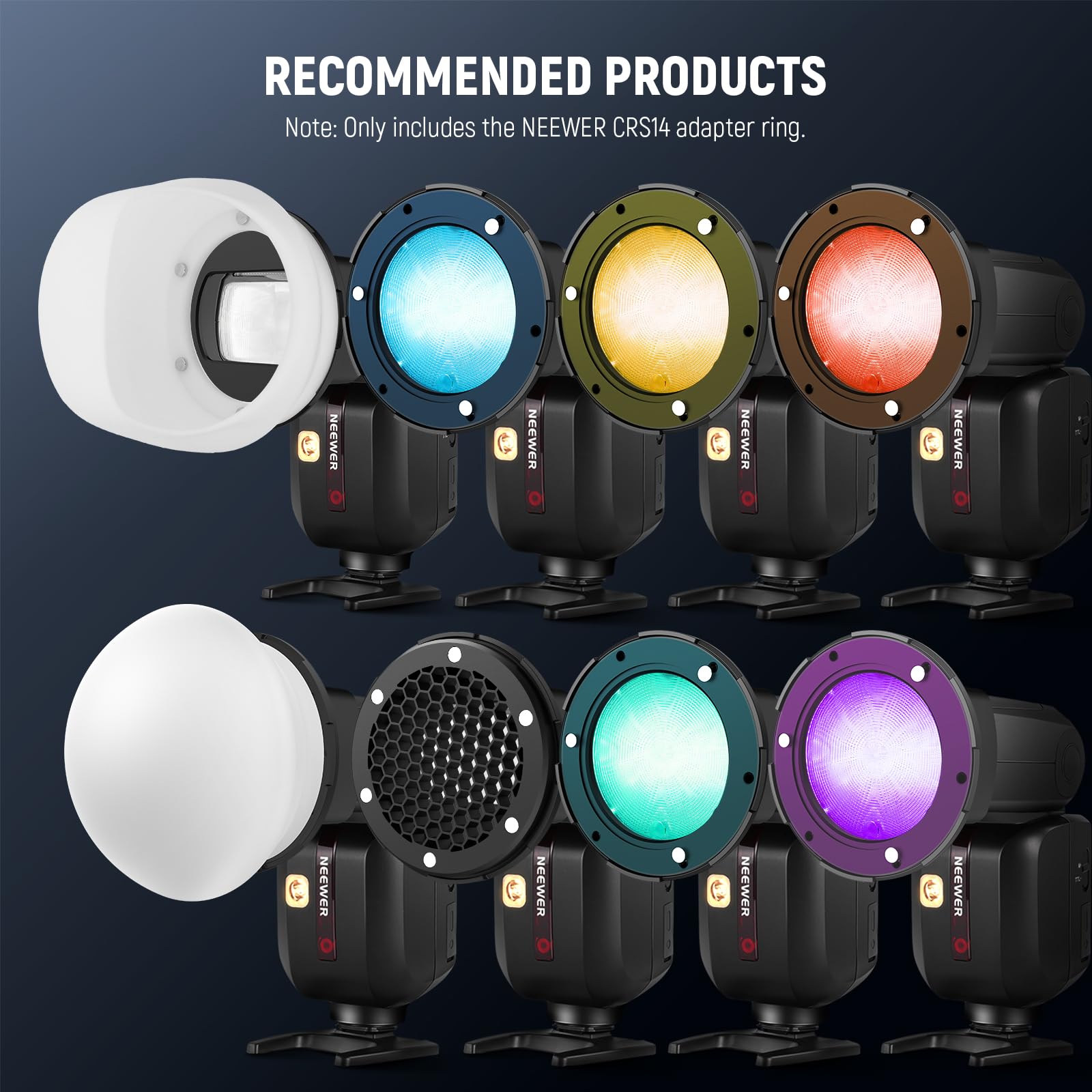 NEEWER Anello Adattatore Magnetico per Flash Quadrato, Supporto Magnetico in Silicone Diffusore Luce Compatibile con Godox V850III/860II NEEWER NW620 NW700 NW760 Z880 Z760 Flash a Testa Quadrata,CRS14