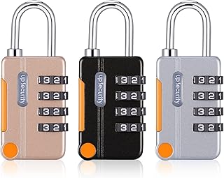 Fuyamp 3 Pcs Combination Padlock, Waterproof Padlocks for School Gym Locker, Gate, Shed, Resettable 4 Digit Code Zinc Alloy Security Locks for Travel Suitcase Luggage (Black Yellow Gray)