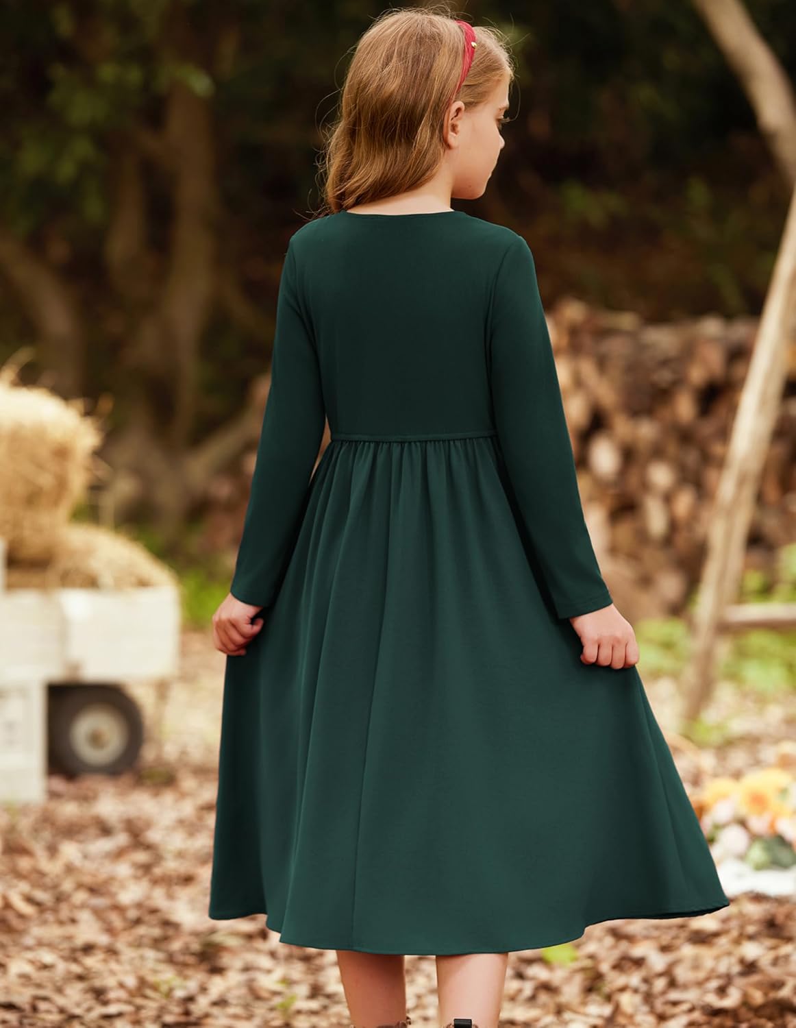 GRACE KARIN Girls Spring Long Sleeve Dresses Girl Casual Maxi Dress with Pockets Kids Formal Party Dress - Image 3