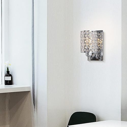 Miniatura 6 de Doraimi Lighting Aplique de pared de cristal con acabado cromado (juego de 2) lámpara de pared moderna de estilo conciso, pantalla de cristal de