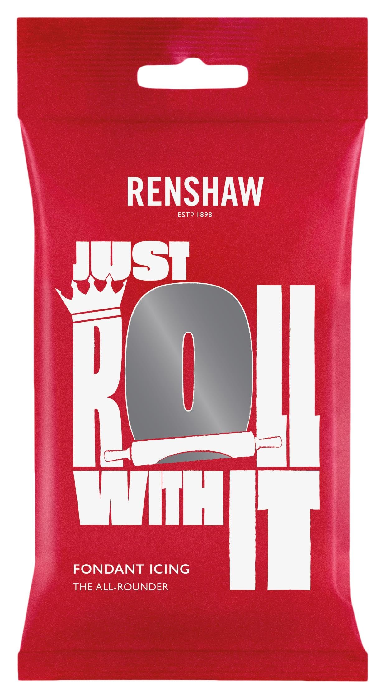 Renshaw Grey Just Roll With It Fondant Icing, 250 g (Pack of 1) - Ready to Roll Icing for Cakes