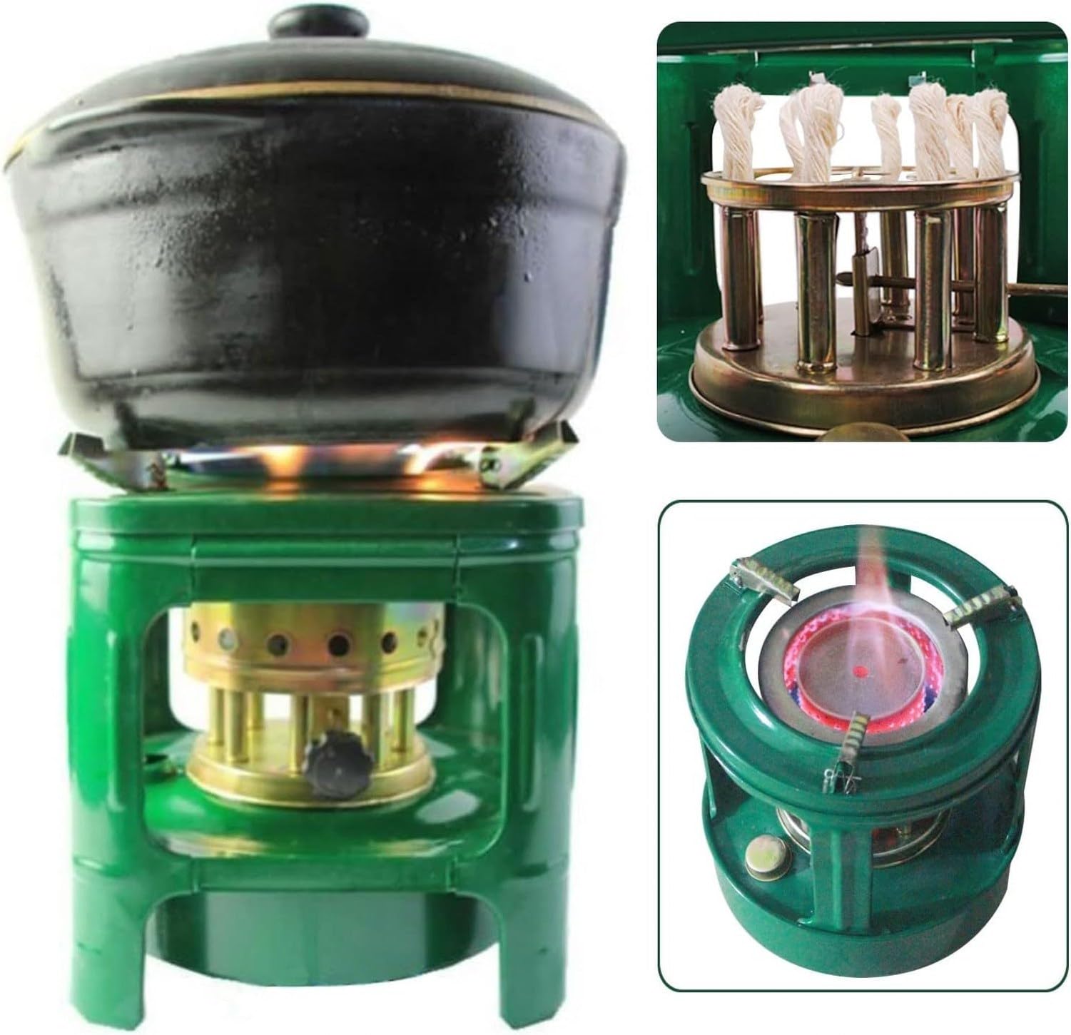 Poêle à pétrole Portable Camping Cuisinière 8 Cœurs Petit Chauffage Kérosène Alcool pour Randonnée 1 à 2 Personnes, Corps en Fer Robust Fonte, Léger 0,72, B