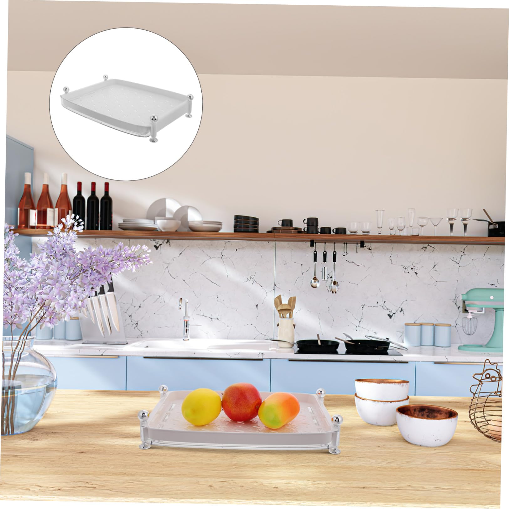 CANIGHT Scaffale Asciuga Bicchieri in Plastico Bianco, Supporto Versatile per Bottiglie e Tazze con Vassoio Rimovibile, per Casa e Ufficio Minimalista