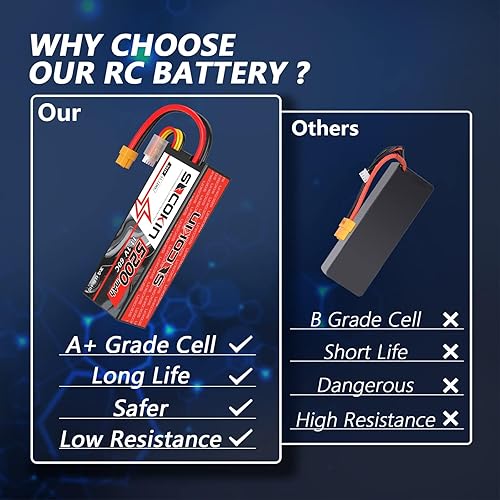 Miniatura 4 de Batería Lipo de 11.1V 3S 5200mAh Lipo Batería con XT60 Conector Estuche Duro 60C para RC Modelo de Coche RC Racing Car Heli Avión Quadcopter