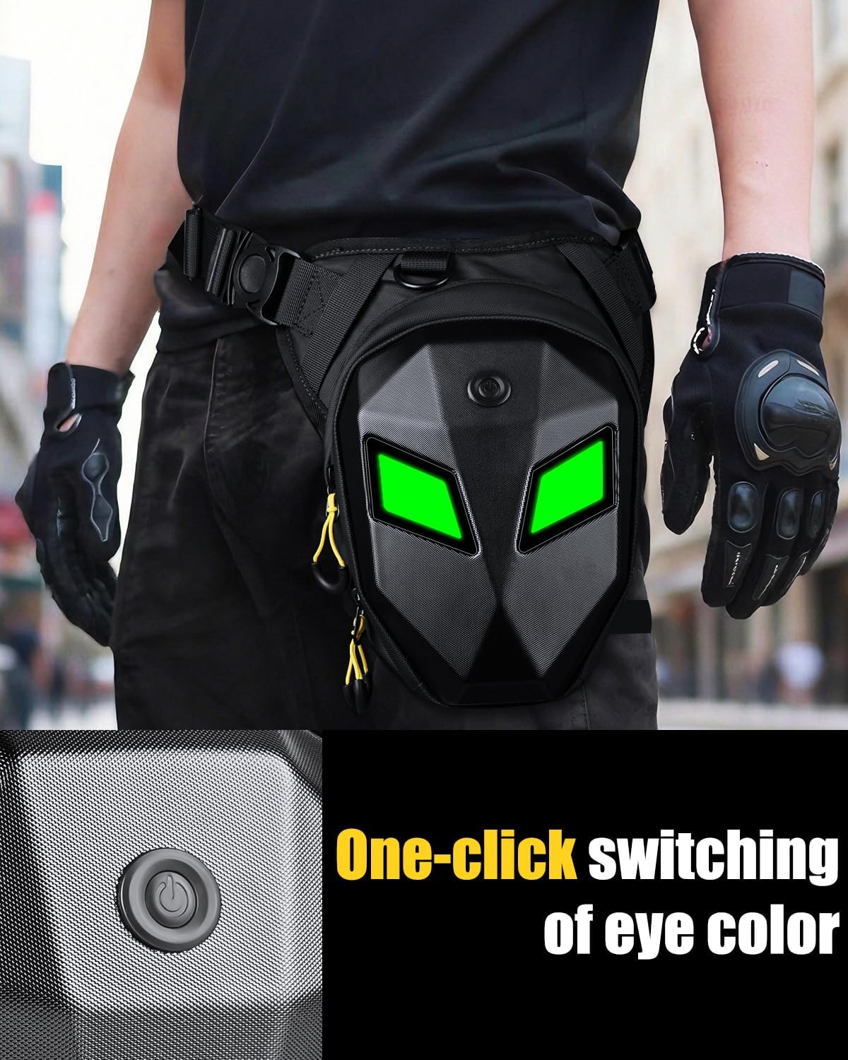 Devil's Eyes Motorcycle Leg Bag for Men & Women,Drop Thigh Bag with Removable Leg Straps,Hard Shell for Cycling、Running、Outdoors Sports,with Multiple Pockets(Power Bank Not Included) - Image 5