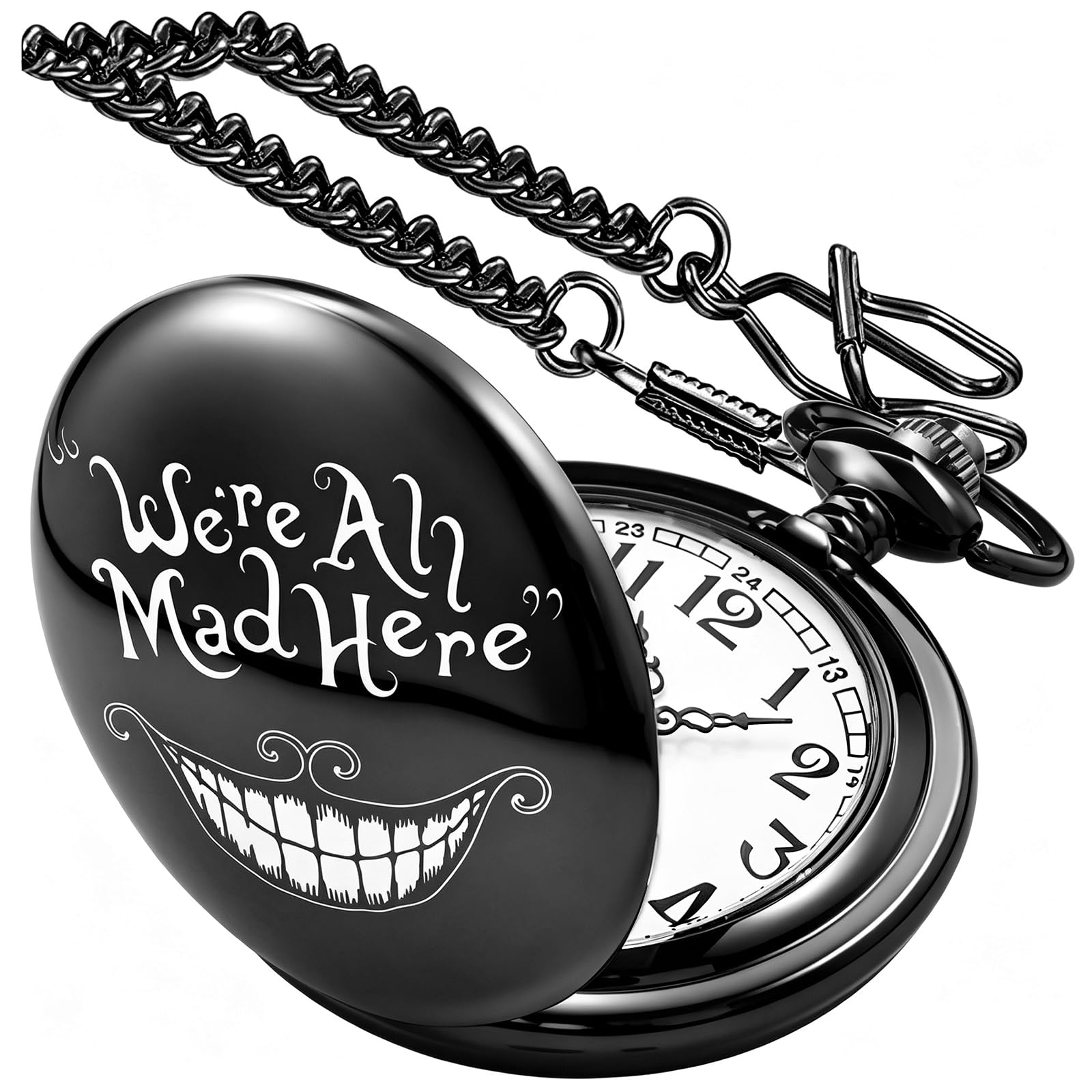 Smooth Pocket Watch Alloy Steel Quartz Roman/Arabic Numerals with 37cm Chain for Father's Day Xmas Best Gifts