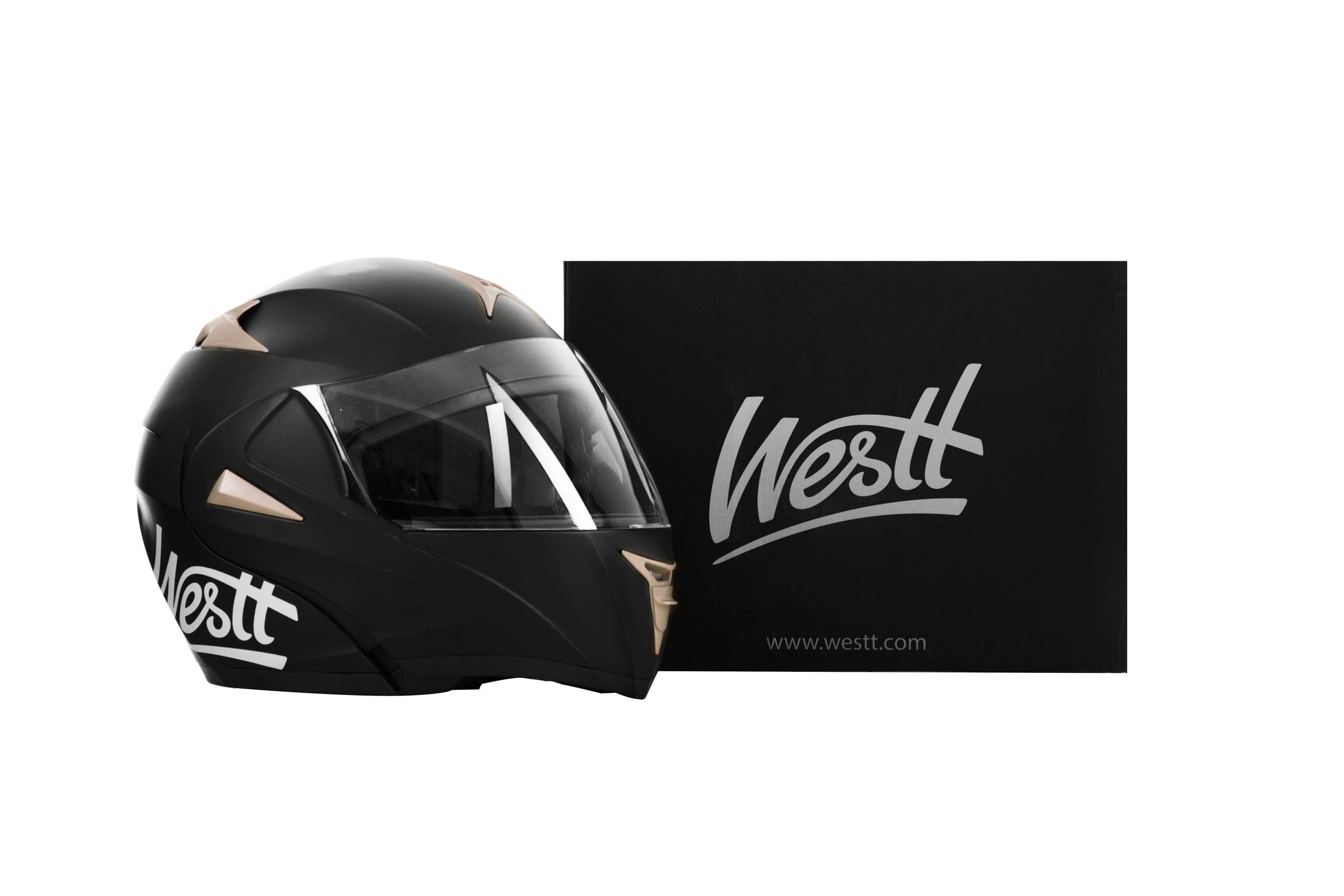Westt Casco Modulare Moto Certificato ECE R 22.06 - Casco Integrale con Visiera e Parasole per Donna e Uomo - Casco Jet con Protezione Mento per Scooter Roller Ciclomotore