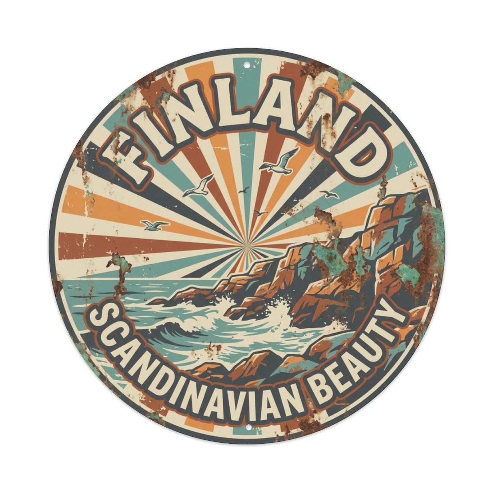 Vintage Travel Finland Coastal Vintage Metal Tin Sign Plaque