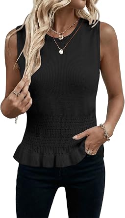 Magritta Beach Vacation Clothes for Women Spring Summer Crochet Sweater Vest Crewneck Tank Tops Cover Ups Resort Outfits