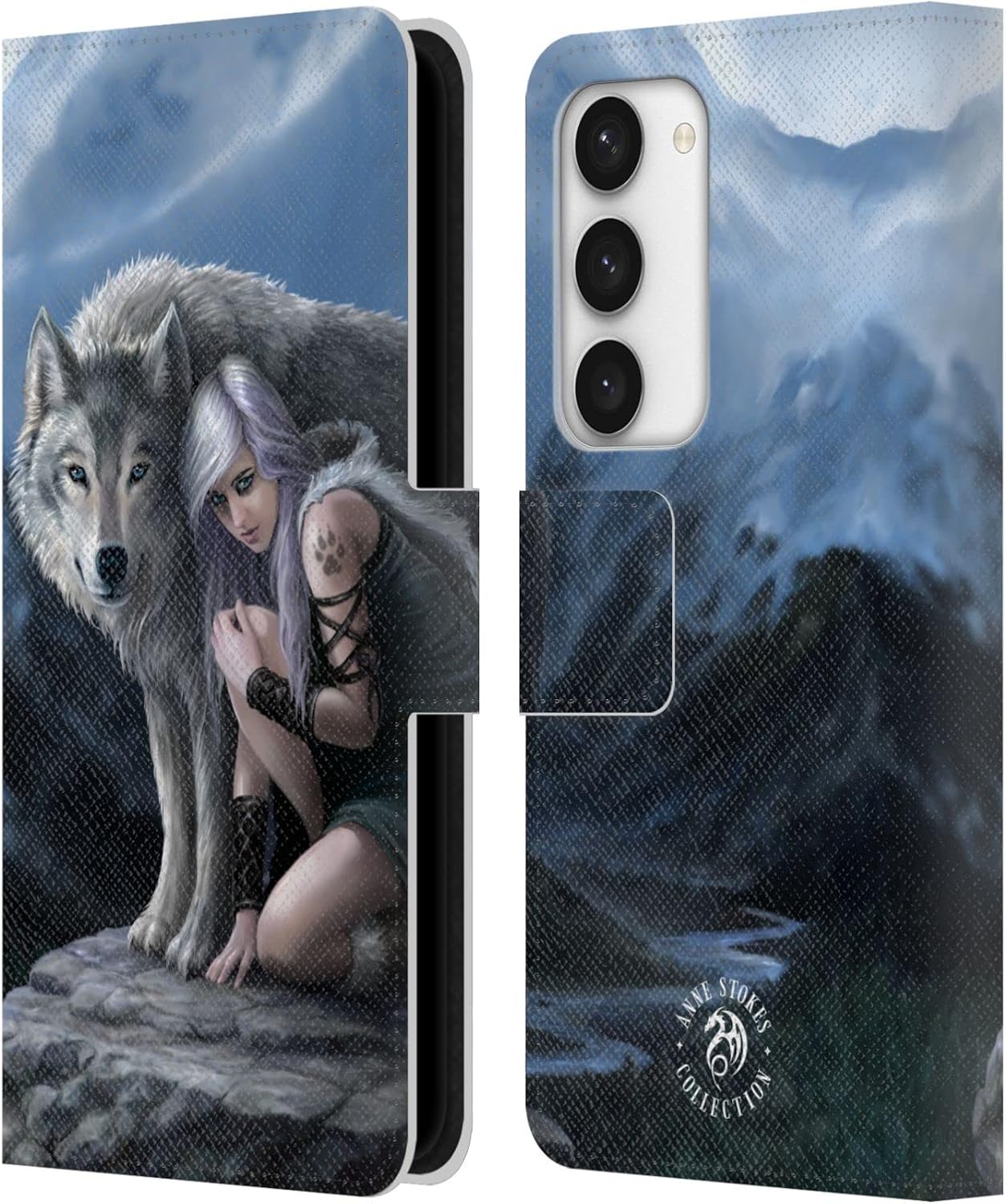 Head Case Designs Officially Licensed Anne Stokes Protector Wolves Leather Wallet Case Compatible with Samsung Galaxy S23 5G